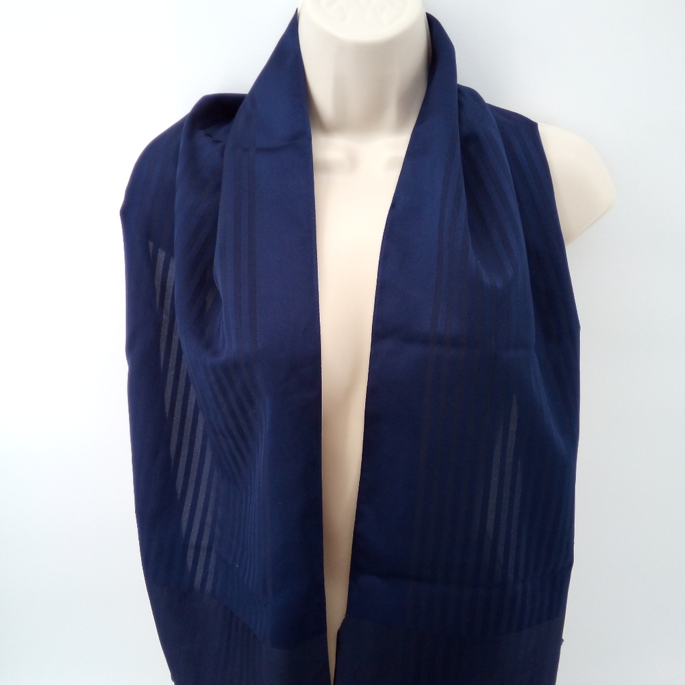 Vintage Sheer Panel Navy Blue Neck Scarf